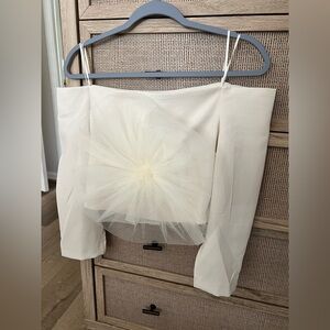 Zara Cream Blouse with Tulle Detail